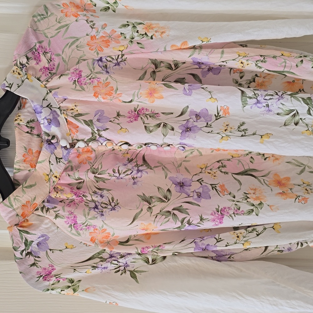 52SEVEN BRAND WOMEN'S PLUS WHITE AND PURPLE LINED FLORAL DRESS SIZE 14W - Picture 3 of 16